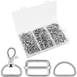 70pcs mercerie couture accessoire la Fabrication de mousqueton sac a main avec Crochets rotatifs de Carte, Anneaux de D et Boucles en M&eacute;tal, pour attache Sac &agrave; Dos, sangle boucles de reglage (Guanghanzhai Trading, neuf)