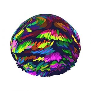 Bonnet de douche et bonnet de bain motif loup hurlant pour femme, bonnets de douche imperméables surdimensionnés réversibles grands conçus pour toutes les longueurs de cheveux, bonnet de bain élasti (DoubleShopShow, neuf)