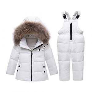 amropi Combinaison de Ski Bébé Filles Veste de Duvet à Capuche et Pantalons de Neige 2 Pièces Hiver Ensemble de Ski Blanc,2-3 Ans (YunBao Footwear Trade, neuf)