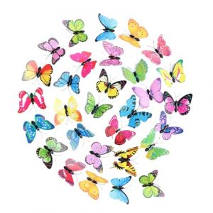 OHREN 30 Pièces Papillons Décoratifs Colorés avec Épingles de Sécurité, Broche Papillon en PVC, pour Décoration Chambre d'enfant, Rideaux, Table à Manger, Bureau (Couleurs Mélangées Aléatoires) (whyqiqi, neuf)