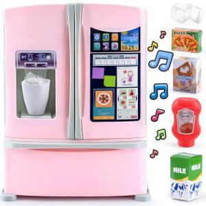 Play Frigo Jouet, Set de Cuisine pour Enfant avec Réfrigérateur, Jouets Alimentaires, Glaçons, Effets Sonores Réalistes, Set de Ustensile Cuisine pour Enfant 3+ Ans (LANPA EU, neuf)