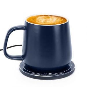 APEKX Tasse &agrave; Caf&eacute; Auto-Chauffante avec Socle &ndash; Temp&eacute;rature Stable &agrave; 55&deg;C (131&deg;F), Recharge Sans Fil 15W, Capacit&eacute; 380ml (12.8 oz) &ndash; Marche/Arr&ecirc;t Automatique, Port USB-C (Bleu)​ (APEKX FR, neuf)