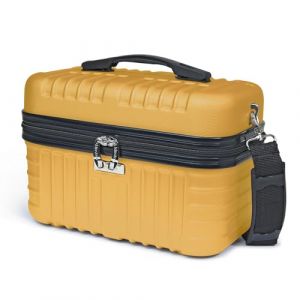 KINSTON Vanity Case Rigide à Bandoulière - Trousse de Toilette Voyage Cosmétiques - Rigide avec Poignet - Organisateur de Voyage - Boîte de Rangement - Grande capacité - Jaune (Kinston, neuf)