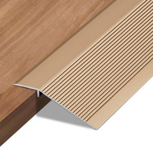 Barre de transition autocollante en aluminium pour sol, 10 &agrave; 35 mm, profil de compensation de hauteur, pour stratifi&eacute;, carrelage, PVC et parquet, noir/anthracite, 90 cm, argent riche, 90 cm (EUBSWA-FR, neuf)