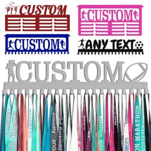 Porte M&eacute;daille Personnalis&eacute; avec Prenom Logo Argent Pr&eacute;sentoir &agrave; Medaille Personnalis&eacute;e pour Football Gymnastique Judo Ballet Enfant Gar&ccedil;on Fille Cadeau Personnalis&eacute; Pr&eacute;sentoir de Sport en M&eacute;ta (Lokfun, neuf)