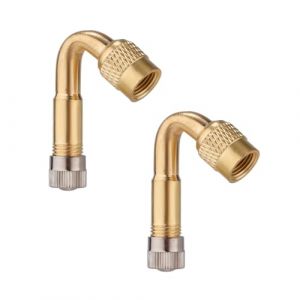 Gosknor 2pcs Rallonge de Valve de Pneu, 45 Degrés Adaptateur Extension de Valve Pneu Laiton Adaptateur de Tige de Valve pour Voitures Motos Vélos Camping-Car (Beisong, neuf)