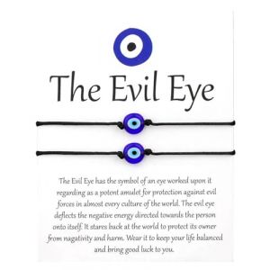 HUVZOR 2 pi&egrave;ces bracelets protection contre le mauvais &oelig;il faits &agrave; la main,Bracelets Protection contre le Mauvais &OElig;il Faits &agrave; la Main, Oeil Turc Turc Porte Bonheur Bijoux pour Femmes Filles(Noir) (Volumetech OU, neuf)