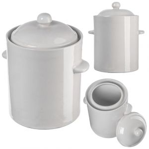 KADAX Pot en gr&egrave;s 10 l, en c&eacute;ramique dense, avec couvercle, passe au lave-vaisselle, fait &agrave; la main, pour concombres et choucroute, cr&egrave;me (KADAX, neuf)