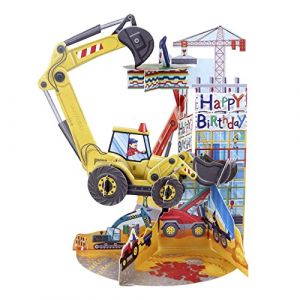 SANTORO Pendule, Carte De Vœux Pop-Up 3D – Digger – Pour Garçons, Enfants, Fils, Petits-Fils | Carte De Construction Pour Anniversaire (Santoro London, neuf)