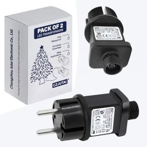 2 Pcs of Transformateur LED CZJUTAI IP44 Alimentation pour éclairage de Noël avec prise - Prise européenne (Socle à vis - Constant allumé - DC24V 6W) (CubePlugLtd, neuf)