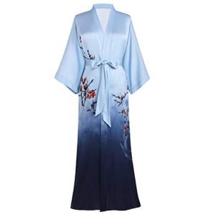 BABEYOND PRODESIGN Satin Femme Robes de Chambre et Kimonos de Mari&eacute;e Robes de Chambre Soie Court Kimono(Bleu) (BABEYOND  FR, neuf)