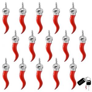 15 Pcs Pendentif porte-bonheur Corne Rouge, pendentif d&eacute;coratif, porte bonheur, porte-bonheur pour toutes les occasions. (ANETTEE GLOBALISS, neuf)
