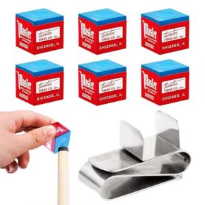 Lot de 7 Pool Chalk Craie Billard Boîte, Craie Billard Bleu avec Porte-craie magnétique compact, pour Tapis Billard Bleu No-Slip Adhérence Queue De Billard (ANETTEE GLOBALISS, neuf)
