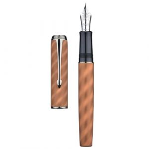 Hongdian A9 Stylo-plume &agrave; pointe large et fine n&deg; 8 avec alimentation en &eacute;bonite, design unique avec convertisseur et &eacute;tui en m&eacute;tal, motif moir&eacute; marron (Eorfa Direct, neuf)