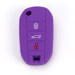 Coque de Silicone Cover Clé pour Télécommande Compatible avec Citroen Cactus C3 C4 C5 C6 C8 C4L Picasso Xsara Peugeot 208 301 308 408 508 2008 3008 5008-3 Boutons (Purple, Cover) (all-technology, neuf)