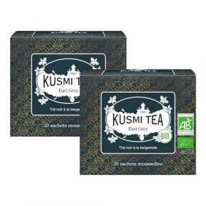 Kusmi Tea - Earl Grey Bio - Lot de 2 bo&icirc;tes - Th&eacute; Noir Biologique Aromatis&eacute; &agrave; l'Huile Essentielle de Bergamote - Th&eacute; Caf&eacute;in&eacute; - 2x20 Sachets (Kusmi Tea - Paris, neuf)