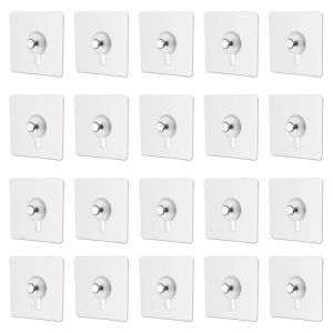 NJCXOLA Lot de 20 Adhesif Accroche Tableau Sans Percer, Attache Cadre Adhésif Crochets pour Accroche Cadres Photo, Art Mural, Décoratives, Sans Trou(Transparent) (CELTIC MANUFACTURING, neuf)