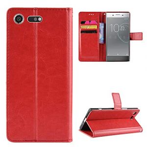 QiongniAN Coque pour Sony Xperia XZ Premium,Coque pour Sony Xperia XZ Premium G8188 G8141 G8142 SO-04J PF11 Coque Portefeuille en Cuir &agrave; Rabat Cover Red (QiongniAn, neuf)