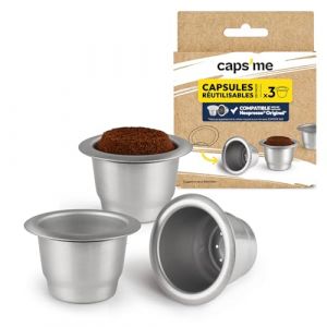 CAPSME - Pack 3 Capsules R&eacute;utilisables Rechargeables Compatibles avec Nespresso Original - Vendues sans opercules (Caps Me, neuf)