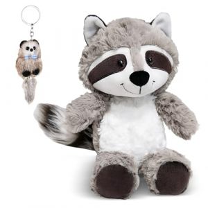 Ziyonix Peluche Raton Laveur avec Porte-clés en Forme, 25cm Doudous Ratons Laveurs Simulation Jouet en Peluche Raton Laveur Poupée pour Fille Garçon (zhiyuanhao, neuf)