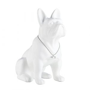XYQXYQ Sculpture en forme de bouledogue blanc, décoration pour plateau bouledogue français, salon, bureau, chien moderne, sculpture en résine synthétique. (Hainan Xianyue Technology Co., Ltd., neuf)