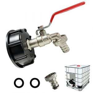 Robinet Cuve 1000L,Robinet pour IBC Robinet Recuperateur Eau De Pluie Adaptateur De Cuve Robinet,Adaptateur De Réservoir De Vidange,Robinet en Laiton Fabriqué en PP Filetage Gros 60 Mm (Red 1/2") (BOGUEU, neuf)