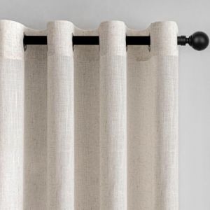 Rideau Voilage 1pc Boheme 300x260cm Naturel Lin Beige de Porte Rideaux Chambre Adult Moderne Translucides et Draperies Intérieurs à Oeillets Décorati Dressing Cuisine 2pcs (Ulanju e-commerce, neuf)