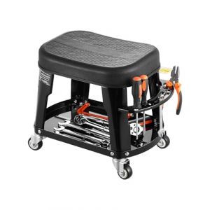 VEVOR Tabouret d'Atelier sur Roulettes, Tabouret de M&eacute;canicien avec Capacit&eacute; de Charge Maximale de 136 kg, Si&egrave;ge de Garage Pivotant &agrave; 360&deg;, avec Plateau &agrave; Outils et Support pour Tournevis, pour Garage (VEVOR Direct Store FR, neuf)