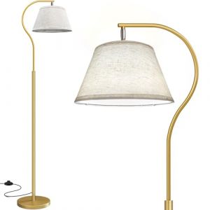 BBHome Lampadaire sur pied Salon, Lampadaire Arc avec abat-jour et Interrupteur &agrave; pied, Lampe salon Moderne avec Ampoule LED 9W, Lampe E27 170 cm pour Chambre, Bureau (Or) (BBHome store, neuf)