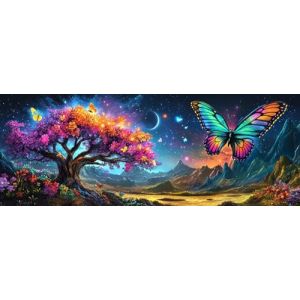 Bimkole 5D DIY Grand Diamond Painting Kits Arbre, Papillons Broderie Diamant Kits De Broderie Au Point De Croix Strass Rond R&eacute;sine Peinture D&eacute;cor &agrave; La Maison 30x80 cm (Bimkole FR, neuf)