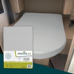 Dexitex - Drap Housse Camping Car - Lit Central - Caravane Matelas - lit Queens- Lit Caravane - Lit Camping Car - Oeko-Tex - 100% Coton - Gris Clair - (135-160cmx190-210cm) (Dexitex, neuf)