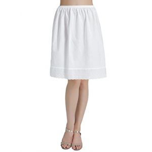 BEAUTELICATE Femme Jupon Pur Coton sous Jupe sous Robe avec Dentelle Fond De Jupe L&eacute;ger Frais De Fille &Eacute;t&eacute; Court Mi-Long Midi Longue (Ivoire - 50cm Longueur, S) (BEAUTELICATE-FR, neuf)