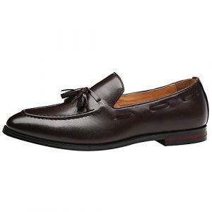 Jamron Hommes Classique Style Britannique Mocassins à Pampilles Cuir Synthétique Poids Léger Mocassin Slippers Marron SN01757 EU42 (No.7 Fashion House, neuf)