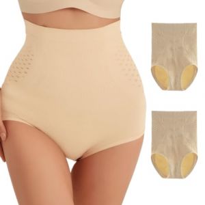 YKDLLF Lot de 2 Femme Ventre Plat Culotte Invisible sans Couture Taille Haute Panty Plat Culotte Femme Nylon Taille Haute Lot de 2 Confort Stretch Ventre Plat Doux Extensibles Slip (YUNIAN-Direct, neuf)