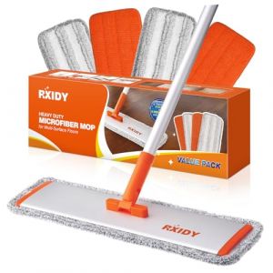 RXIDY Balai Serpill&egrave;re Professionnel Balais Nettoyer Sol avec 4 Tampons Lavables R&eacute;utilisables Serpillere Balai pour Le Bois Dur, Le Stratifi&eacute;, Le Bois (RXIDY, neuf)