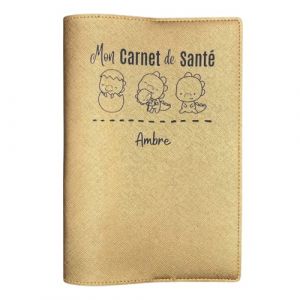 Protège Carnet de Santé Bébé Personnalisé, Housse Carnet de Santé Made in France, Pochette Carnet de Santé 100% Personnalisable, Protection Carnet de Santé Patastik, Etui Carnet de Santé Cuir (Or) (Voopies, neuf)