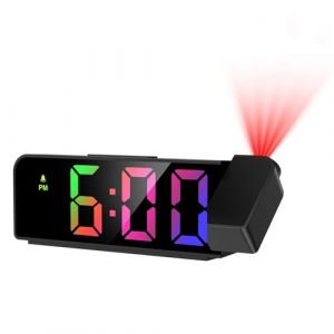 Brifit Reveil Projecteur Plafond, Réveil Projection Projecteur 180°, Horloge Digitale, Réveil Numérique LED 7.9", 4 Luminosités Réglable, Snooze, Mode Nuit, Température, Maison, Chiffres Colorés (Feytin FR, neuf)