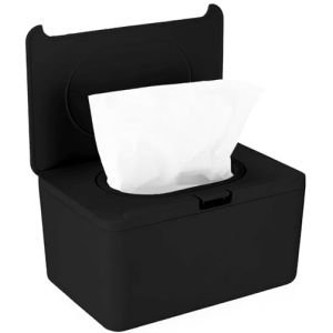 Boite a Lingettes Humides, Boite a Mouchoir, Boîte de Mouchoirs Humides, Boîte de Lingettes Bebe, Distributeur de Rangement de Lingettes Humides avec Couvercle, pour Voiture Bureau Maison (Noir) (MaiMaiDuo, neuf)