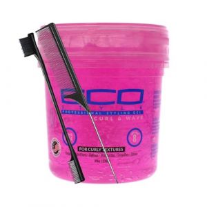 Eco Style Gel Curl & Wave 236,8 g avec peigne pour queue et brosse à bords – Tenue ferme et brillance | Améliore les boucles et les vagues | Gel coiffant sans alcool, hydratant et non écaillé (Online Wellness Ltd, neuf)