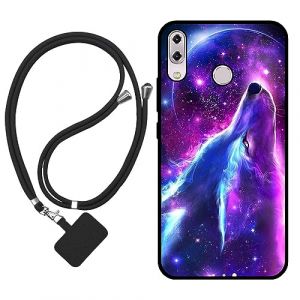 Sunrive Coque Compatible avec ASUS Zenfone 5 ZE620KL/ZS620KL,TPU &Eacute;tui Housse Protecteur Souple Gel Mat Back Cover Mignon Motifs Antichoc Case(Loup,Lune,&Eacute;toiles)+1x Universelle Dragonne (sunrive, neuf)