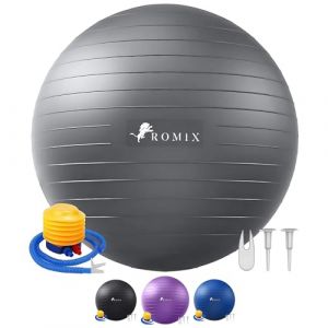 ROMIX Ballon Gym 65 cm, Anti Éclatement Ballon Grossesse avec Pompe Rapide, Anti Dérapant Balles Dexercices Fitness Pour Grossesse Pilates Équilibre Stabilité Gym Bureau Sport Yoga Ball Boule d'assise (ETHER FR, neuf)