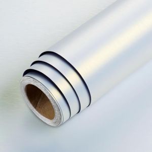 LaCheery Papier Adhesif pour Meuble Blanc Brillant Effet M&eacute;tal Film Autocollant Meuble Cuisine Decoratif 40cm x 200cm Vinyle Papier Peint Adh&eacute;sif Uni Blanc pour Armoire Plan de Travail Imperm&eacute;able (LCEURO, neuf)