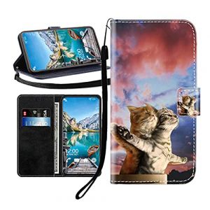 Sunrive Coque pour WIKO Y50, Housse Mignon &Eacute;tui avec Fonction de Support Etui Protecteur Protection Portefeuille Cas Magn&eacute;tique PU Cuir(Chat de Couple B1)+Stylet OFFERTS (sunrive, neuf)