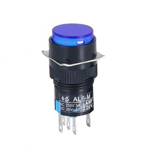 1 interrupteur &agrave; bouton-poussoir momentan&eacute; et autobloquant rond de 16 mm avec contact argent&eacute; 1NO1NC 5 V 12 V 24 V 220 V Reset 5 broches(Blue,2NO 2NC_MOMENT_24V) (ShengYuanDianZi, neuf)