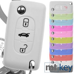 Key Soft Case Cover Housse de Protection pour Citroen C5 C2 C3 C4 Picasso Grande Berlingo Peugeot 207 307 407 308 607 / Couleur: Blanc (mt-commerce, neuf)