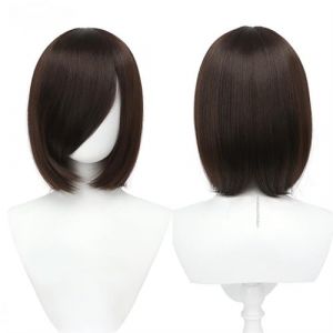 Perruque Bob universelle 30cm/11.8 pouces, perruque courte multicolore sans style avec bouton int&eacute;rieur for Cosplay bricolage f&ecirc;te d'halloween bal de promo(Brown) (LEDUODUO, neuf)