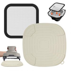 Accessoires pour friteuse &agrave; air Ninja CRISPi FN101EU : GEEKHOM 1x protection anti-&eacute;claboussures en acier inoxydable &agrave; mailles fines + 1x sous-plat en silicone r&eacute;sistant &agrave; la chaleur pour friteuse &agrave; (William Shakesbeare, neuf)