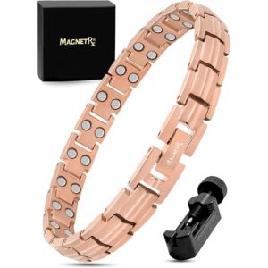 MagnetRX&reg; Bracelet magn&eacute;tique en titane ultra puissant pour femme - Bracelets magn&eacute;tiques pour femme - Bracelet magn&eacute;tique en titane r&eacute;glable en longueur avec outil de mesure de la taille - Bracelets (MagnetRX, neuf)