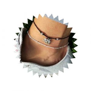 Aneneiceera Bracelet De Cheville Éléphant Vintage En Couches Bracelet De Cheville Éléphant En Argent Bracelet De Cheville En Corde En Cire Noir Bijoux De Pied En Chaîne Pour Femmes Et Filles Cadeaux (Aneneiceera-EUR, neuf)