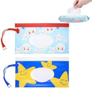 2 Pièces Sacs de Lingettes Humides pour Bébés, Distributeur Portable de Poche pour Lingettes, Conteneur de Lingettes Humides, Boîtes à Lingettes Humides avec Couvercle, Pour Voyage boite lingette bebe (UAB WSVLKE LT, neuf)